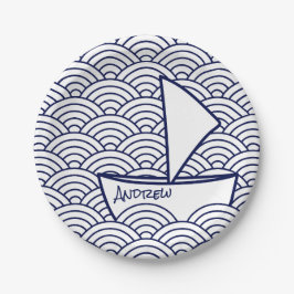 Prato De Papel Boat on Waves Paper Plate