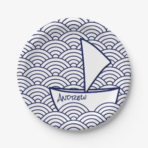 Prato De Papel Boat on Waves Paper Plate