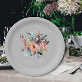 Prato De Papel Bohemian Floral Buquê Watercolor