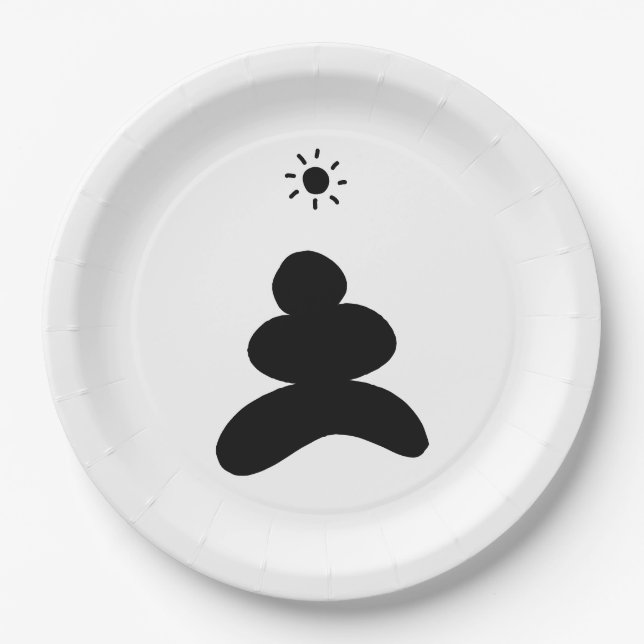 Prato De Papel Boho abstract Stone and Sun (Frente)