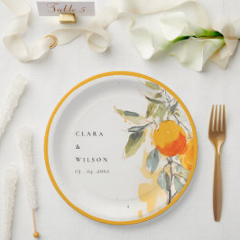 Prato De Papel Boho Abstrato Sketchy Orange Garden Casamento