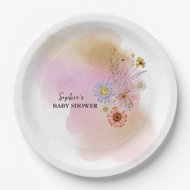 Prato De Papel Boho Baby In Bloom (Frente)