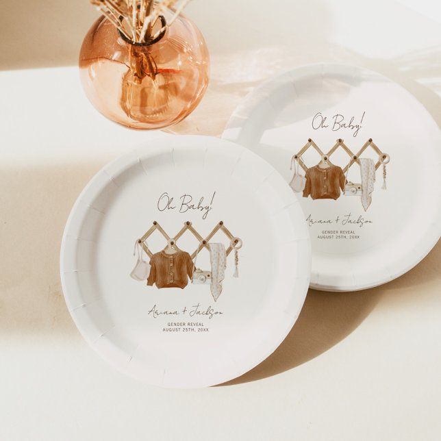 Prato De Papel Boho Baby Neutral Chá Convite (Criador carregado)