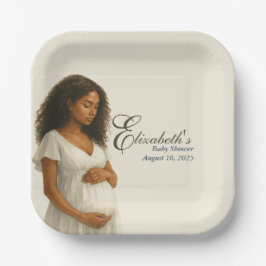Prato De Papel Boho Baby Shower Plates for Black Mom