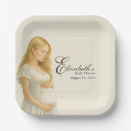 Prato De Papel Boho Baby Shower Plates for blonde Mom