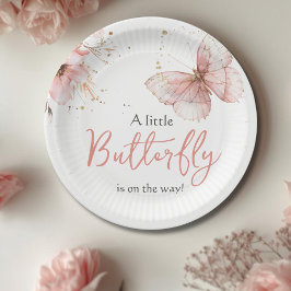 Prato De Papel Boho Butterfly Wildflower Floral Girl Baby Shower