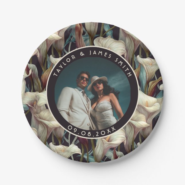 Prato De Papel Boho Calle Lily Plates Para A Noiva Ser Festa (Frente)