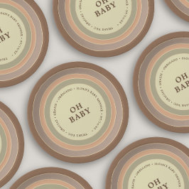 Prato De Papel Boho Chá de fraldas Arco-Íris Sagrado Neutro