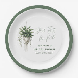 Prato De Papel Boho Chic Botânico "Amarre o nó" Chá de panela