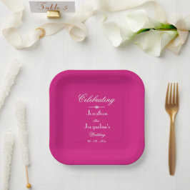Prato De Papel Boho Chic Magenta - Mesa De Bolo De Magenta