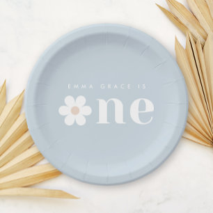 Prato De Papel Boho Daisy First Birthday Paper Plates