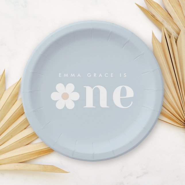 Prato De Papel Boho Daisy First Birthday Paper Plates (Criador carregado)