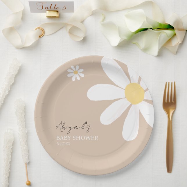 Prato De Papel Boho Daisy Floral Chá de fraldas (Casamento)