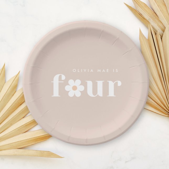 Prato De Papel Boho Daisy Quarto Aniversário Plates (Criador carregado)