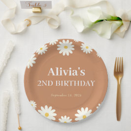 Prato De Papel Boho Daisy Two Floral Brown Bohemian segundo anive