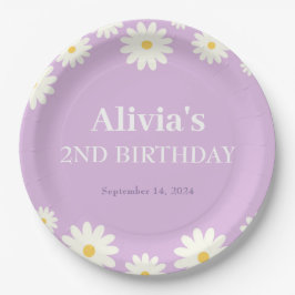 Prato De Papel Boho Daisy Two Floral Purple Bohemian segundo aniv