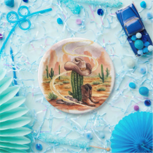 Prato De Papel Boho Desert Cowboy Birthday