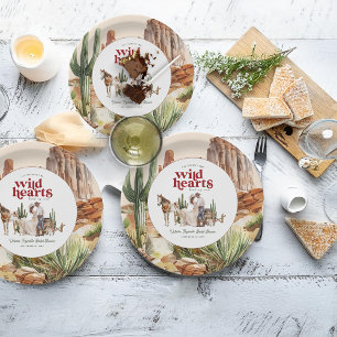 Prato De Papel Boho Deserto Ocidental   Chá de Noiva