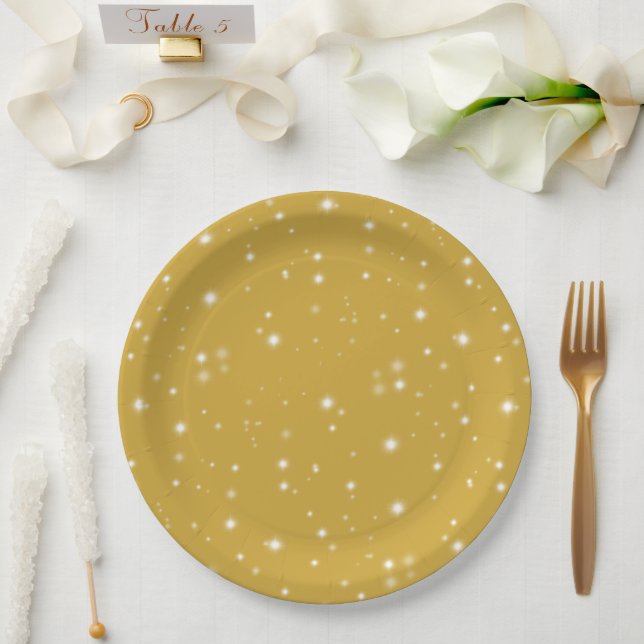 Prato De Papel Boho Dourado Starlight (Casamento)