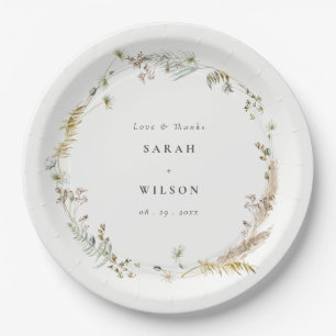Prato De Papel Boho Dry Palm Pampas Grass Floral Wreath Casamento