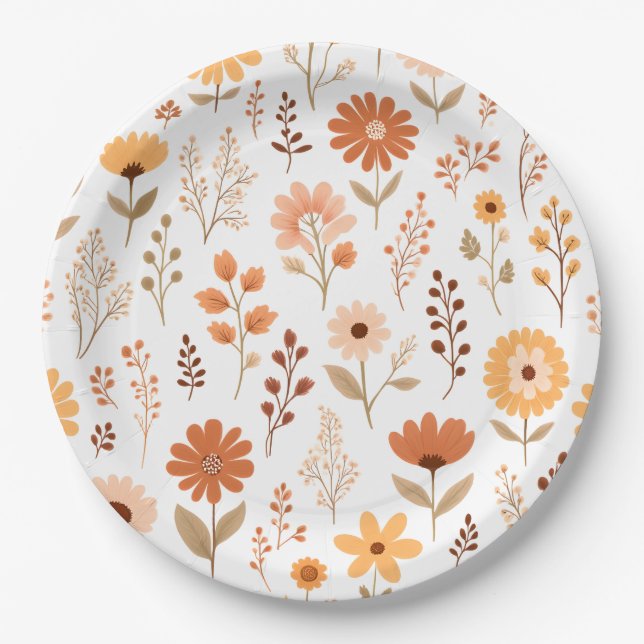Prato De Papel Boho Fall Floral (Frente)
