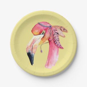 Prato De Papel Boho Fiona Flamingo Paper Plates