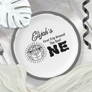 Prato De Papel Boho First Trip Around the Sun 1st Birthday Party