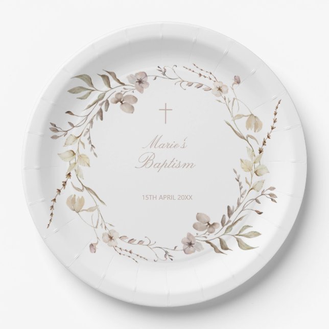 Prato De Papel Boho floral flowers Paper Plate table decor (Frente)