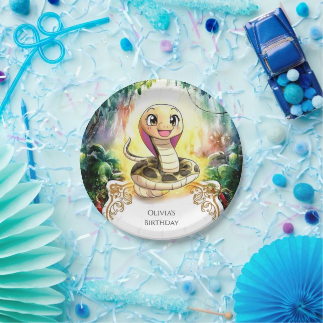 Prato De Papel Boho Kids Cobra Birthday (Festa)