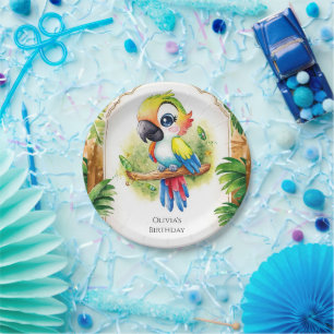 Prato De Papel Boho Kids Parrot Birthday