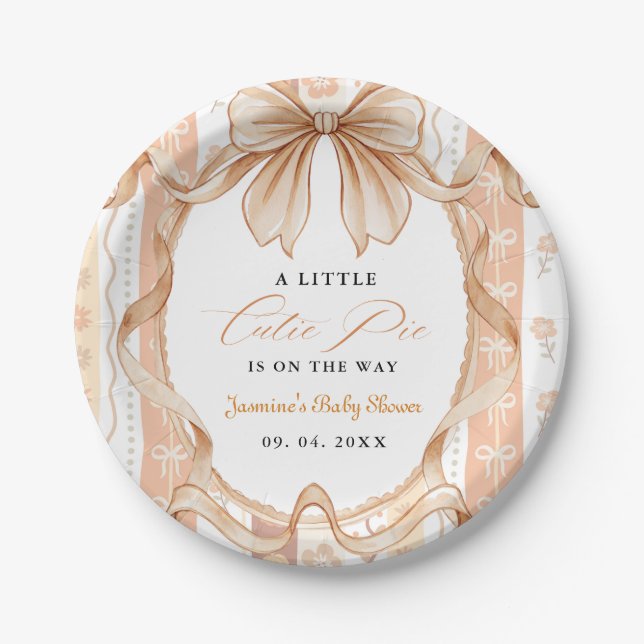 Prato De Papel Boho Little Cutie Pie Thanksgiving Baby Shower (Frente)
