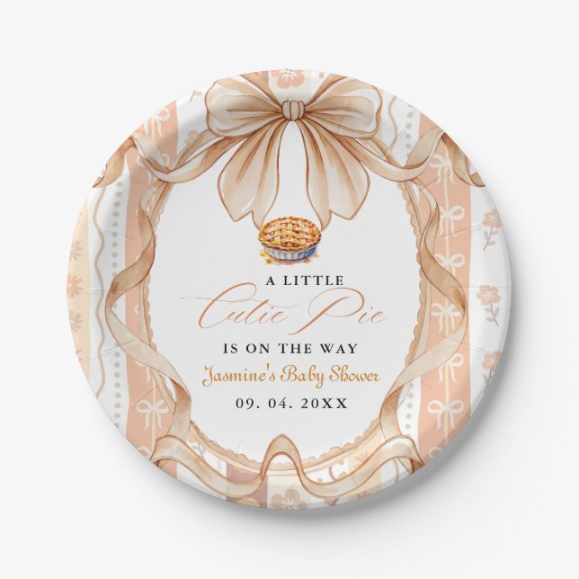 Prato De Papel Boho Little Cutie Pie Thanksgiving Baby Shower (Frente)