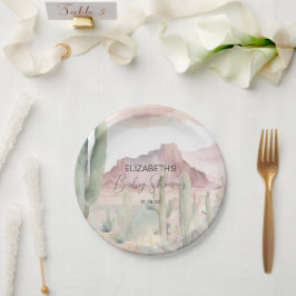 Prato De Papel Boho Modern Desert Nature Cactus Chá de fraldas
