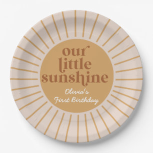 Prato De Papel Boho Nossa Pequena Sunshine Aniversário