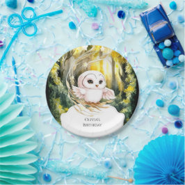 Prato De Papel Boho Owl Encantado Aniversário