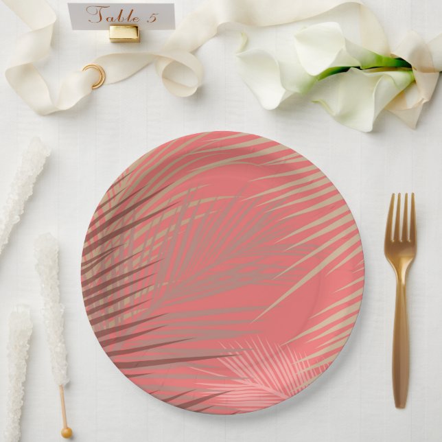 Prato De Papel Boho Palm Pattern (Casamento)