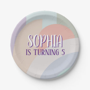 Prato De Papel Boho Pastel Rainbow Birthday