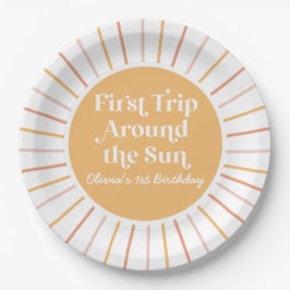 Prato De Papel Boho Primeira Viagem ao redor do Sol 1º aniversári
