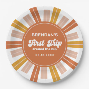 Prato De Papel Boho Primeira Viagem Ao Redor Do Sol Primeiro Aniv