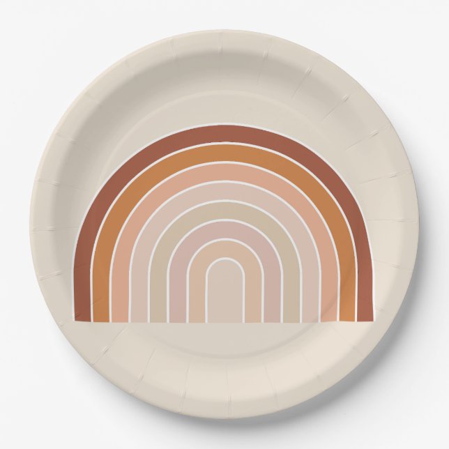 Prato De Papel Boho Rainbow Beige Terracotta (Frente)