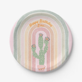 Prato De Papel Boho Rainbow Cactus Fiesta