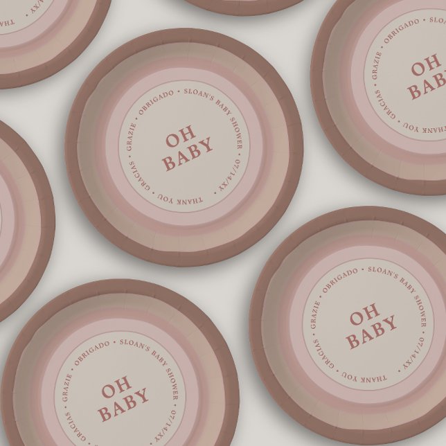 Prato De Papel Boho Rainbow Chá de fraldas Earthy Blush Girl (Criador carregado)