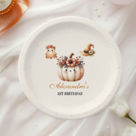 Prato De Papel Boho Rainbow Spooky Primeiro Aniversário