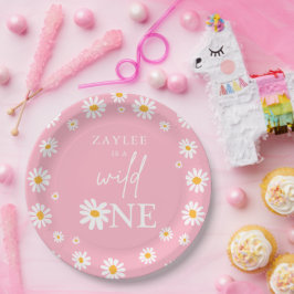 Prato De Papel Boho Retro Daisy, Partido primeiro aniversario Sel