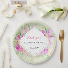 Prato De Papel Boho Rosa Lilac Floral Botânico