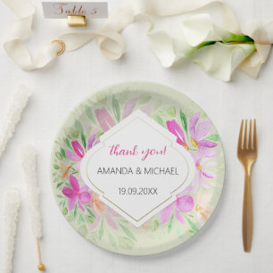 Prato De Papel Boho Rosa Lilac Floral Botânico