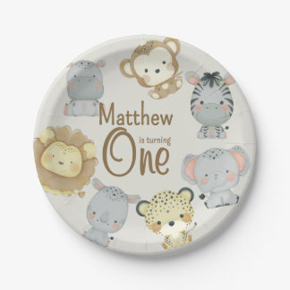 Prato De Papel Boho Safari - Placa de Papel de Aniversário