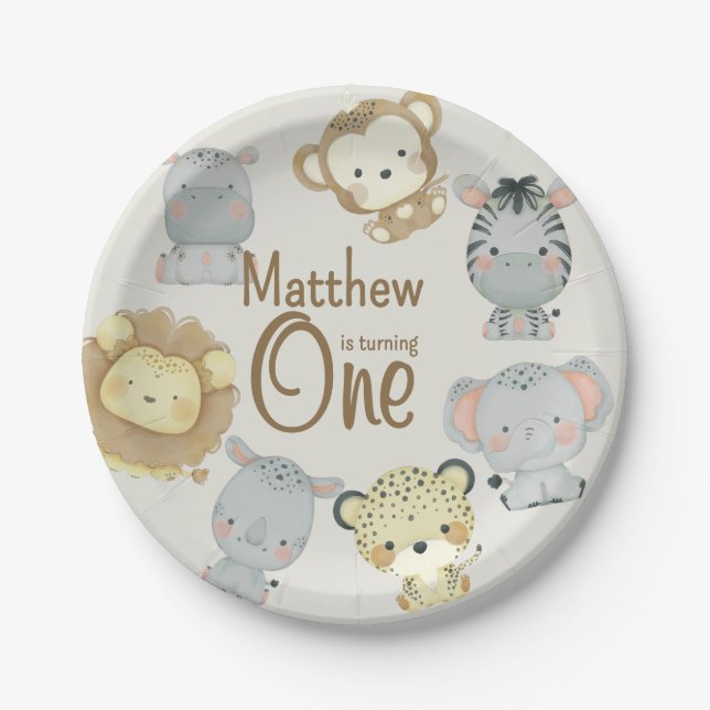 Prato De Papel Boho Safari - Placa de Papel de Aniversário (Frente)