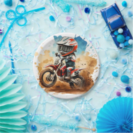 Prato De Papel Boho Simples Aniversário de Moto