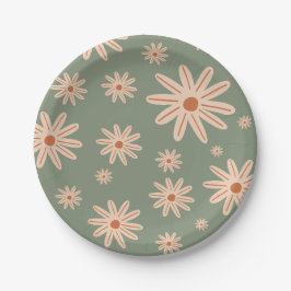 Prato De Papel Boho Simples Flói Todas as Idades Aniversário